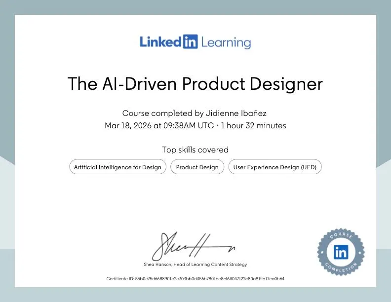 The AI-Driven Product Designer certificate