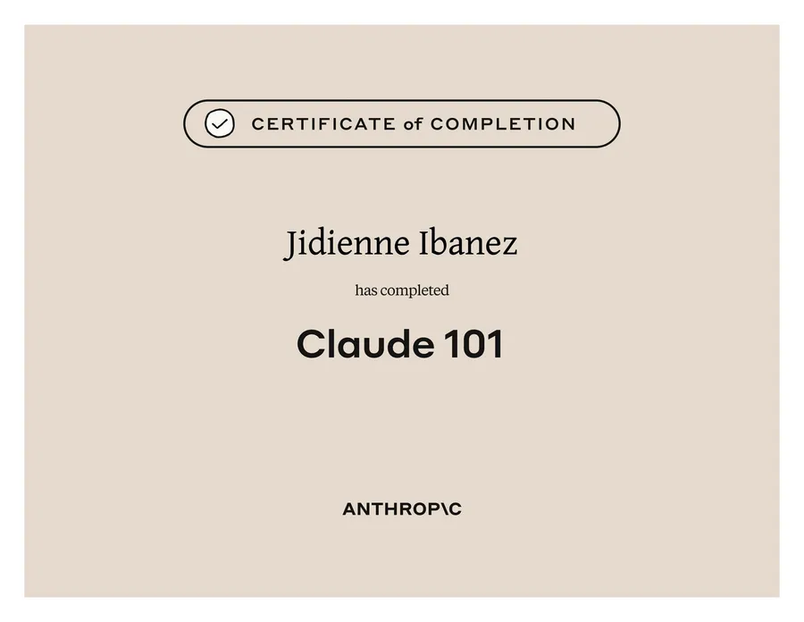 Claude 101 certificate