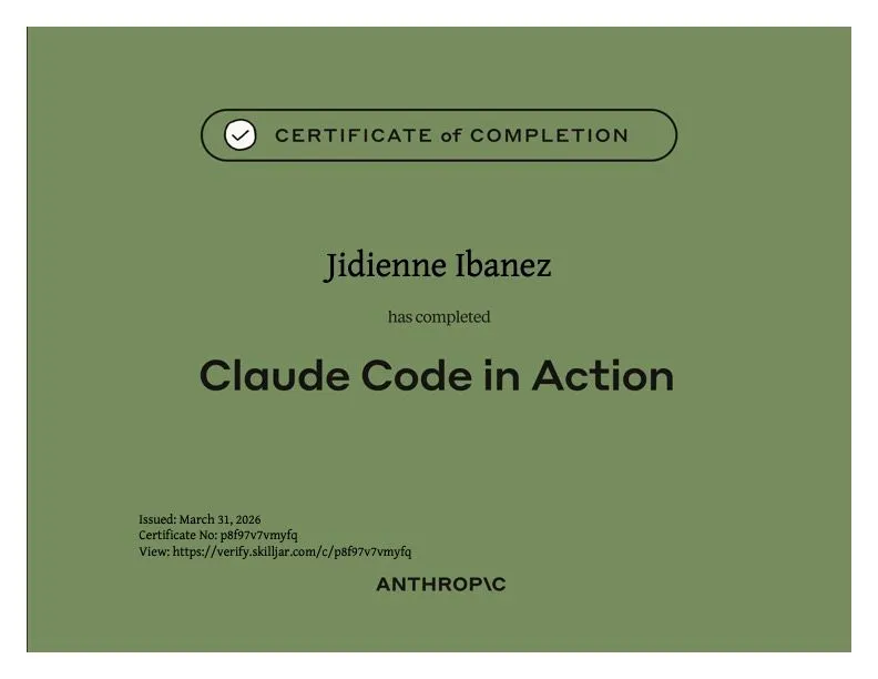 Claude Code in Action certificate