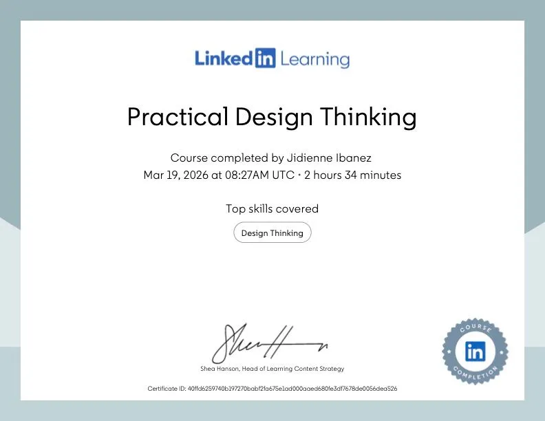 Practical Design Thinking certificate